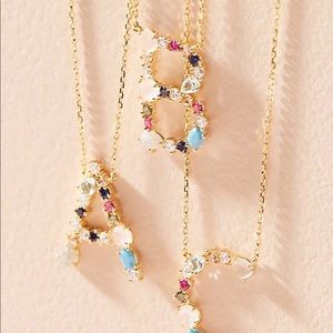 Anthropologie Monogram Gem Necklace Letter “A”